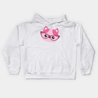 Pink Hipster Cat Kids Hoodie